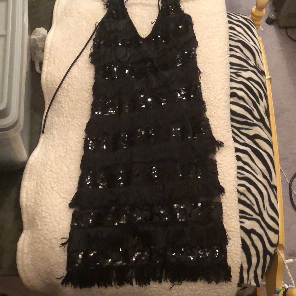 ♠️Black Sequin & Fringe Flapper Style Dress